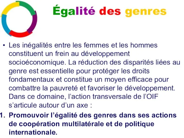 Les inégalités entre les femmes et les hommes constituent un frein au