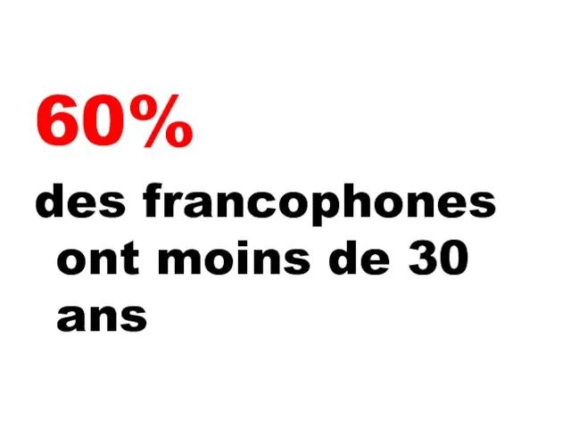 60% des francophones ont moins de 30 ans
