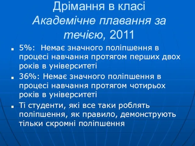 Дрімання в класі Академічне плавання за течією, 2011 5%: Немає значного поліпшення