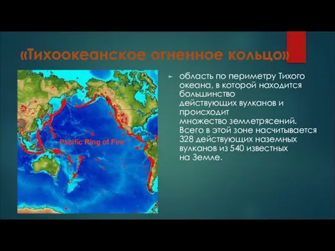 «Тихоокеанское огненное кольцо» область по периметру Тихого океана, в которой находится большинство