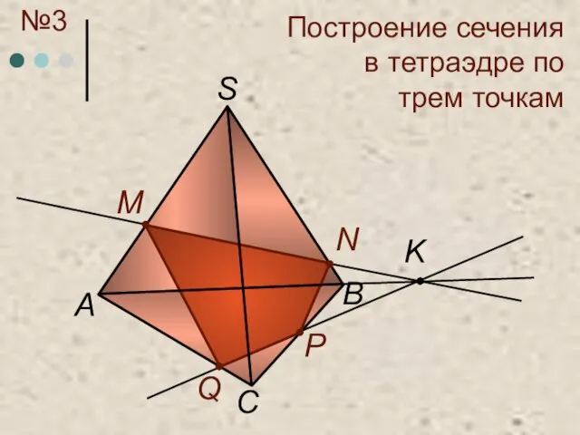 Построение сечения в тетраэдре по трем точкам C А S M N