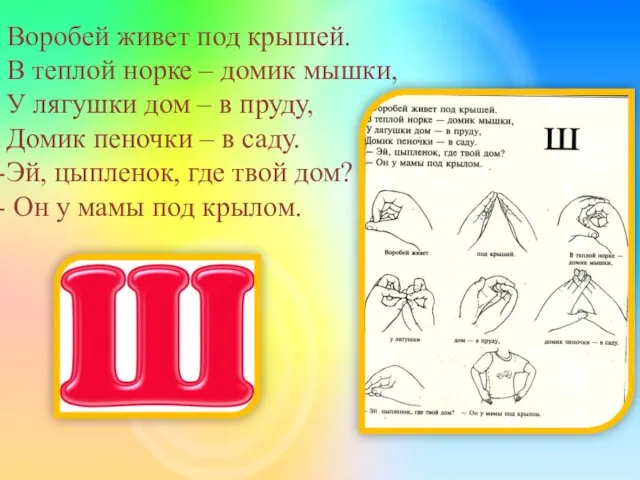 Воробей живет под крышей. В теплой норке – домик мышки, У лягушки