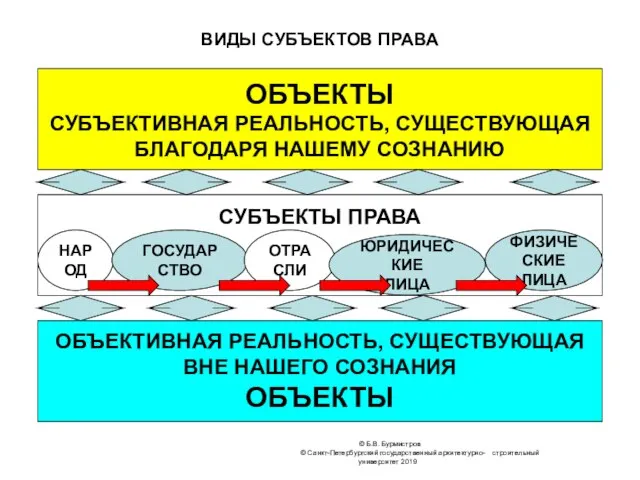 © Б.В. Бурмистров © Санкт-Петербургский государственный архитектурно- строительный университет 2019 ВИДЫ СУБЪЕКТОВ