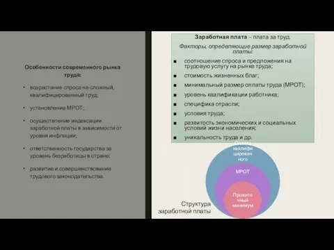 Заработная плата – плата за труд. Факторы, определяющие размер заработной платы: соотношение