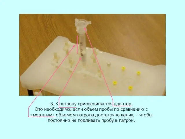 3. К патрону присоединяется адаптер. Это необходимо, если объем пробы по сравнению