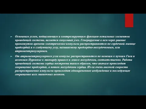 Основным узлом, подавляющим и контролирующим функцию остальных элементов проводящей системы, является синусовый