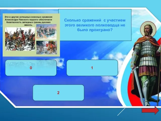 Сколько сражений с участием этого великого полководца не было проиграно? 0 1 2