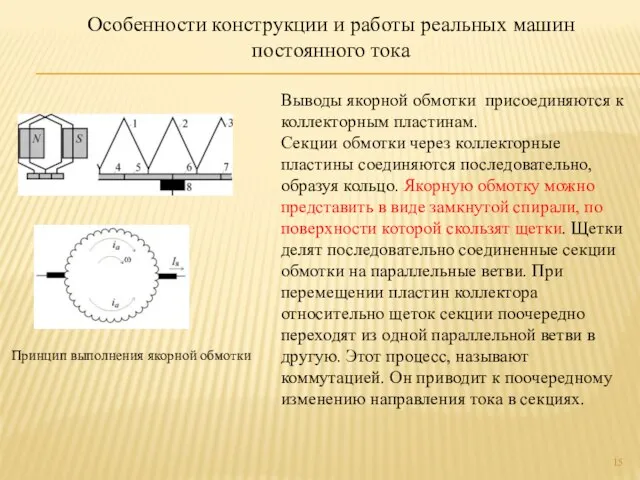 Принцип выполнения якорной обмотки Особенности конструкции и работы реальных машин постоянного тока