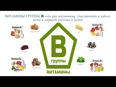 ВИТАМИНЫ ГРУППЫ B –это ряд витаминов, участвующих в работе мозга и нервной системы в целом