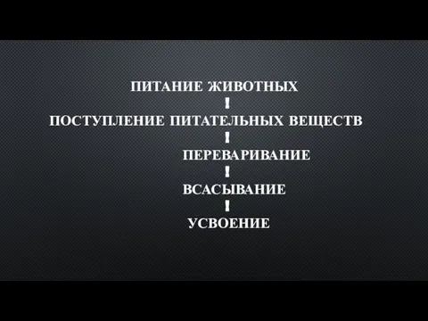 ПИТАНИЕ ЖИВОТНЫХ ! ПОСТУПЛЕНИЕ ПИТАТЕЛЬНЫХ ВЕЩЕСТВ ! ПЕРЕВАРИВАНИЕ ! ВСАСЫВАНИЕ ! УСВОЕНИЕ