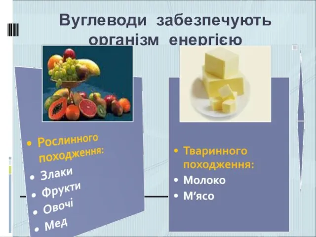 Вуглеводи забезпечують організм енергією