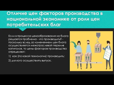 Отличие цен факторов производства в национальной экономике от роли цен потребительских благ