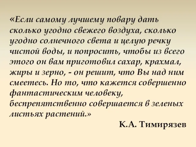 «Если самому лучшему повару дать сколько угодно свежего воздуха, сколько угодно солнечного