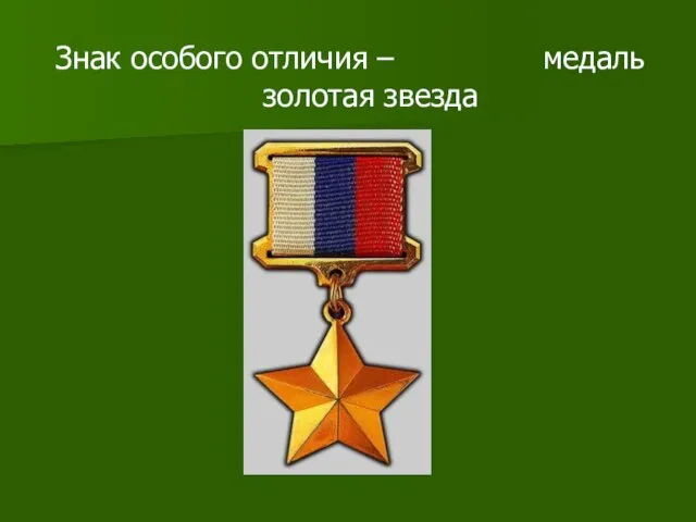 Знак особого отличия – медаль золотая звезда