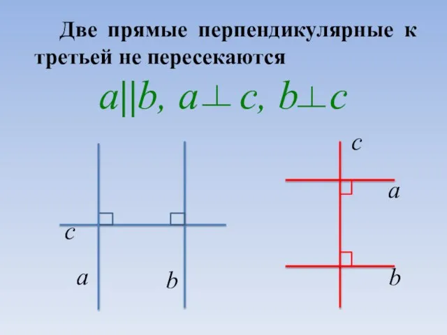 a||b, a c, b c a b c c a b Две