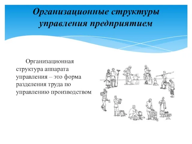 Организационные структуры управления предприятием Организационная структура аппарата управления – это форма разделения труда по управлению производством