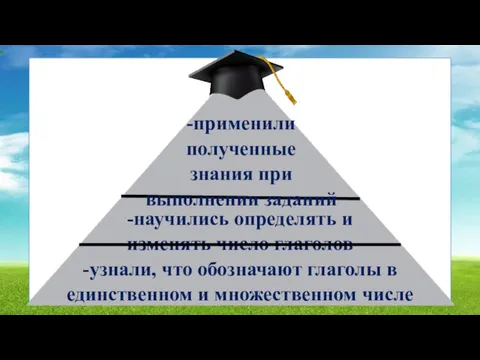 -научились определять и изменять число глаголов -узнали, что обозначают глаголы в единственном