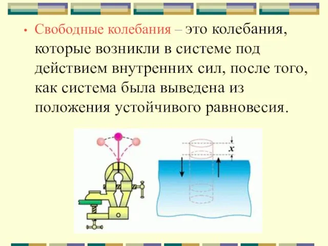 Свободные колебания – это колебания, которые возникли в системе под действием внутренних