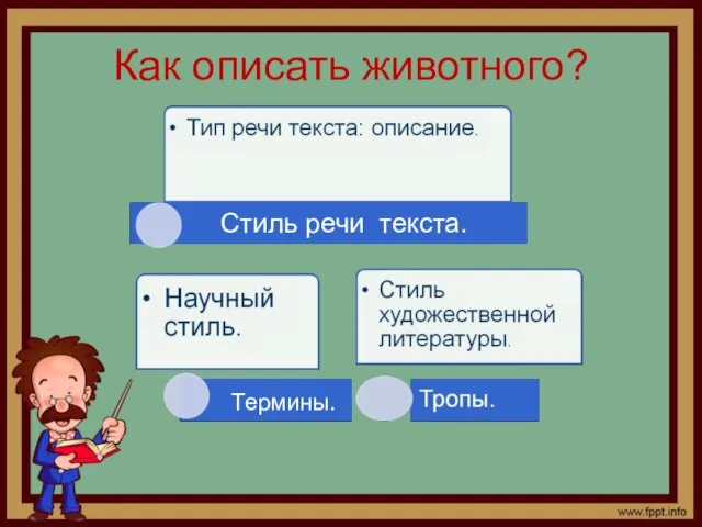 Как описать животного? Стиль речи текста. Термины.