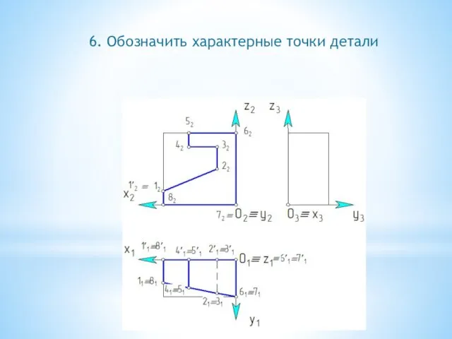 6. Обозначить характерные точки детали