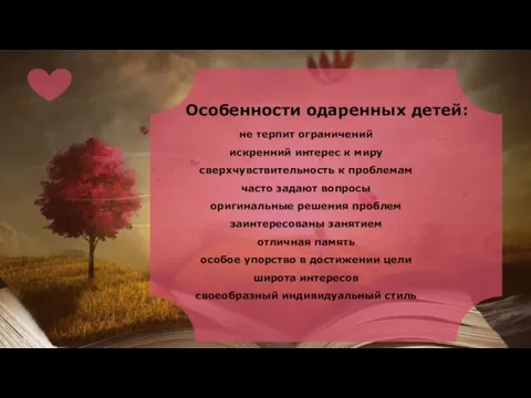 Особенности одаренных детей: не терпит ограничений искренний интерес к миру сверхчувствительность к