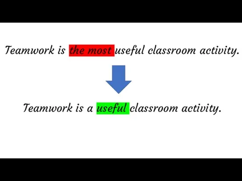 Teamwork is the most useful classroom activity. Teamwork is a useful classroom activity.