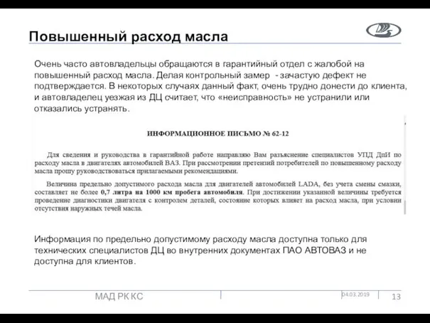 Повышенный расход масла 04.03.2019 МАД РК КС Очень часто автовладельцы обращаются в