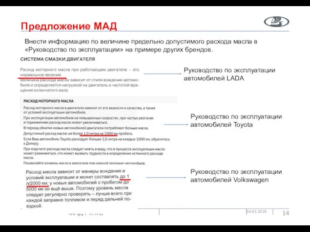 Предложение МАД 04.03.2019 МАД РК КС Руководство по эксплуатации автомобилей LADA Руководство