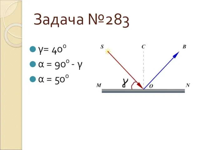 Задача №283 γ= 400 α = 900 - γ α = 500