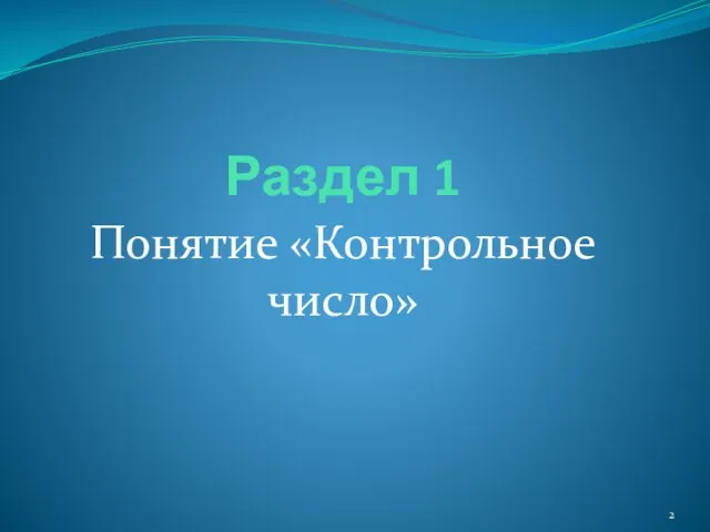 Раздел 1 Понятие «Контрольное число»