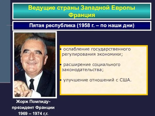 Ведущие страны Западной Европы Франция Пятая республика (1958 г. – по наши