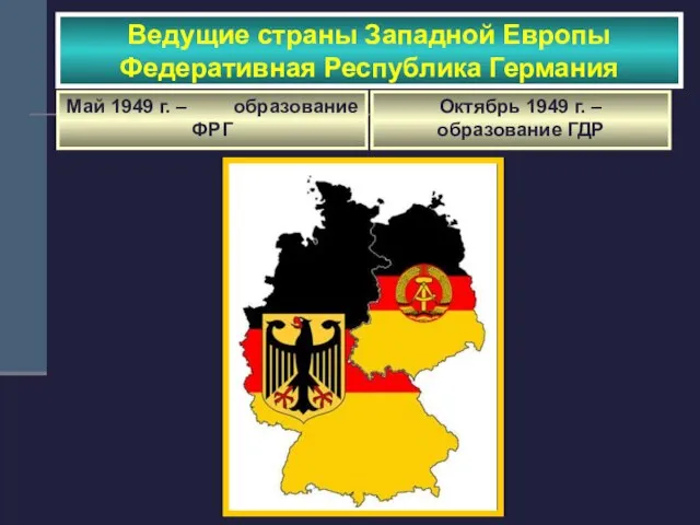 Ведущие страны Западной Европы Федеративная Республика Германия Май 1949 г. – образование