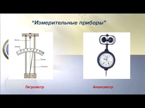 “Измерительные приборы” Гигрометр Анемометр