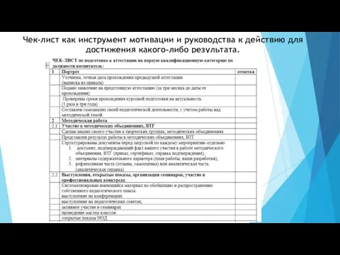 Чек-лист как инструмент мотивации и руководства к действию для достижения какого-либо результата.