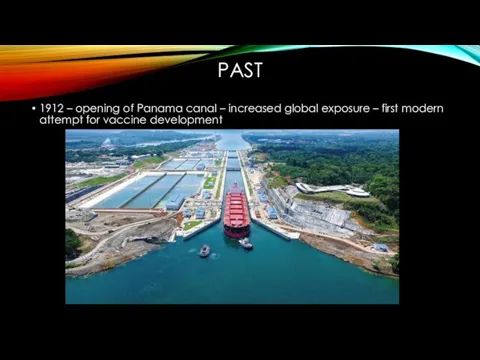 PAST 1912 – opening of Panama canal – increased global exposure –