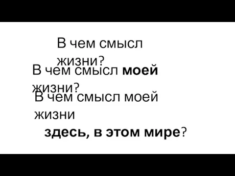 В чем смысл жизни? В чем смысл моей жизни? В чем смысл