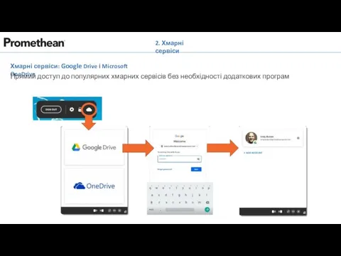 2. Хмарні сервіси Хмарні сервіси: Google Drive і Microsoft OneDrive Прямий доступ