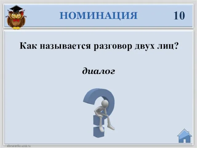 диалог НОМИНАЦИЯ 10 Как называется разговор двух лиц?