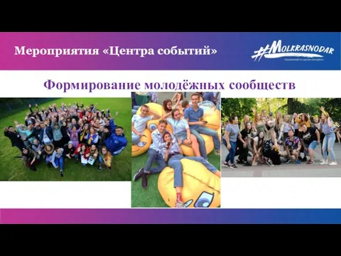 Мероприятия «Центра событий» Формирование молодёжных сообществ