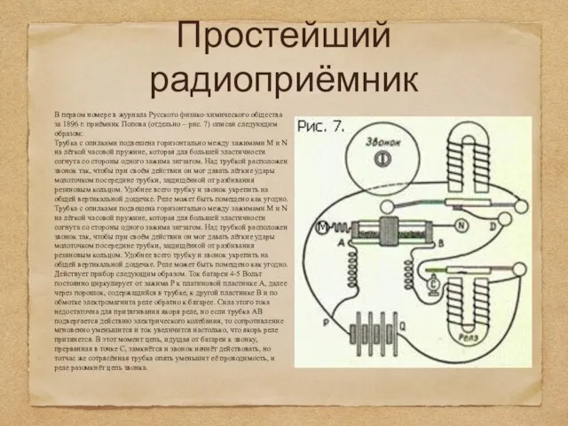 Простейший радиоприёмник В первом номере в журнала Русского физико-химического общества за 1896