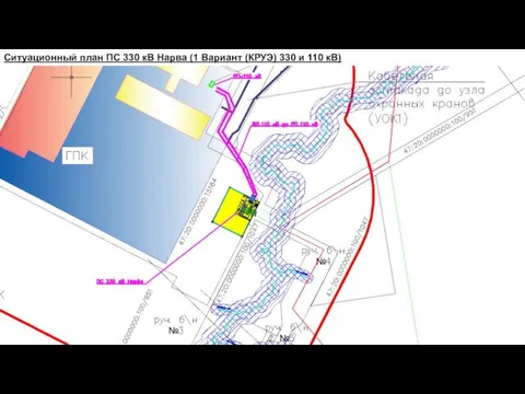 Ситуационный план ПС 330 кВ Нарва (1 Вариант (КРУЭ) 330 и 110 кВ)