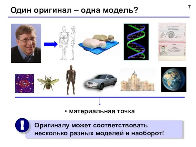 Один оригинал – одна модель? материальная точка