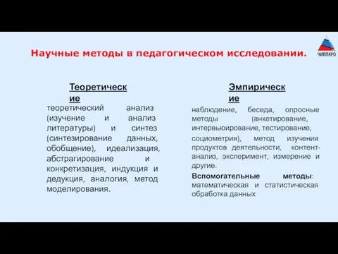 Научные методы в педагогическом исследовании. Теоретические Эмпирические теоретический анализ (изучение и анализ