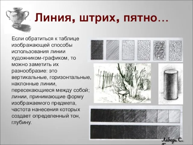 Линия, штрих, пятно… Если обратиться к таблице изображающей способы использования линии художником-графиком,