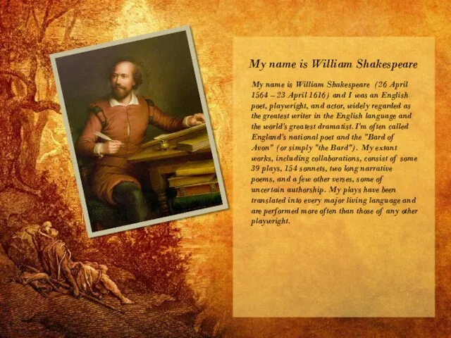 My name is William Shakespeare My name is William Shakespeare (26 April