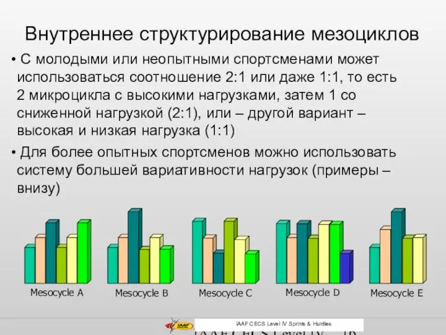 IAAF CECS Level IV Middle and Long Distance Внутреннее структурирование мезоциклов С