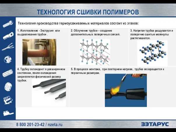 ТЕХНОЛОГИЯ СШИВКИ ПОЛИМЕРОВ Технология производства термоусаживаемых материалов состоит из этапов: