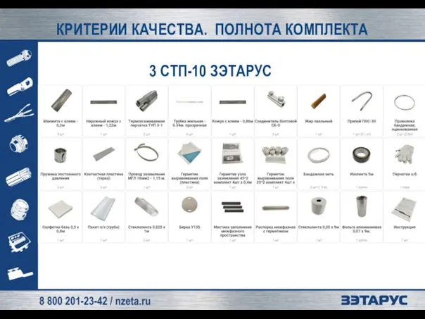 КРИТЕРИИ КАЧЕСТВА. ПОЛНОТА КОМПЛЕКТА 3 СТП-10 ЗЭТАРУС