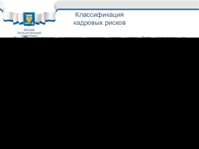 Классификация кадровых рисков 1. По характеру проявления кадровые риски могут быть разделены