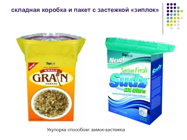 складная коробка и пакет с застежкой «зиплок» Укупорка способом: замок-застежка